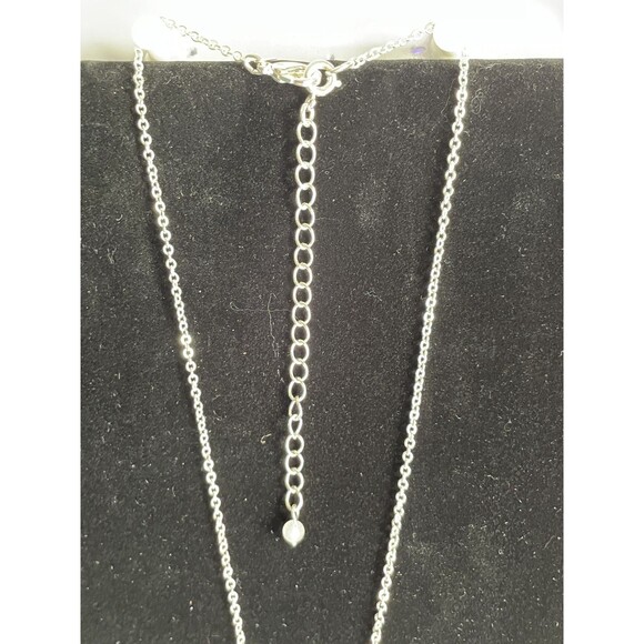 Vintage Avon SAQ signed Double Chain ‘Y’ Necklace geometric Pendant 2006 White - Picture 4 of 15